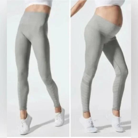 Blanqi Maternity Legging Compression Size L Hipster Cuffed Dove Gray NEW - Picture 8 of 14